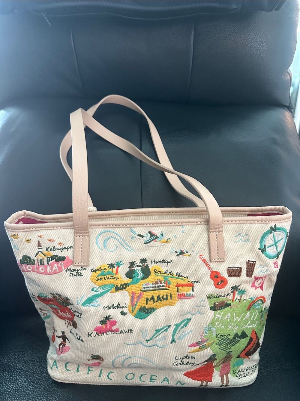Spartina Embroidered Hawaiian Islands Map Tote (not available on Spartina 449) - Picture 2 of 7